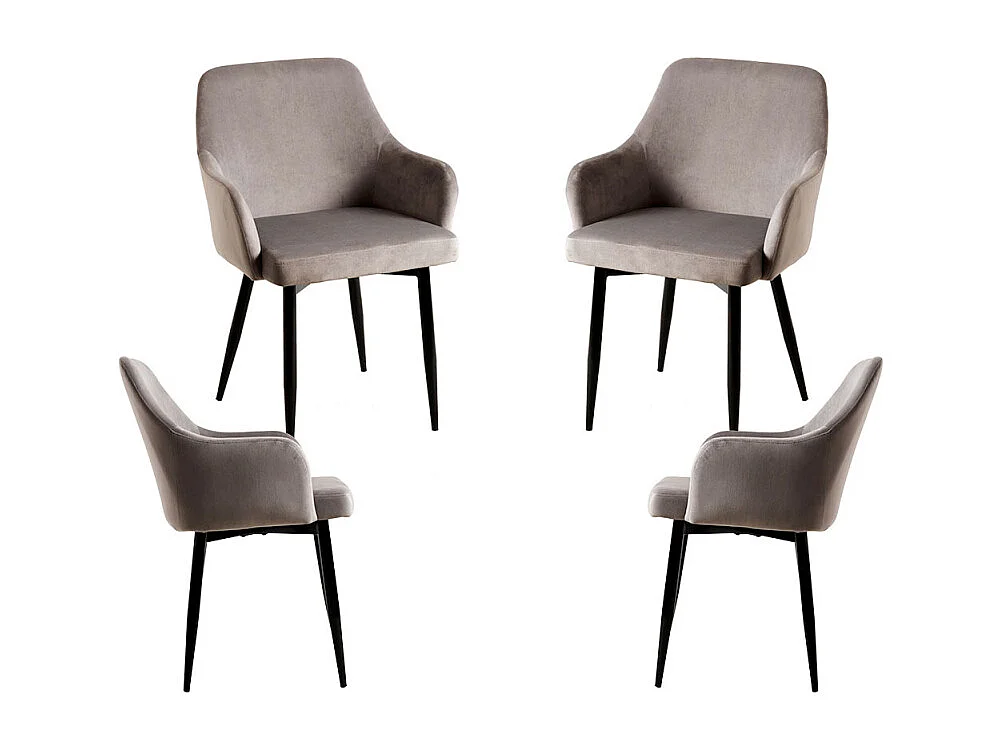 Packs Sillas Comedor - Pack 4 Sillas Puan Terciopelo - Gris oscuro