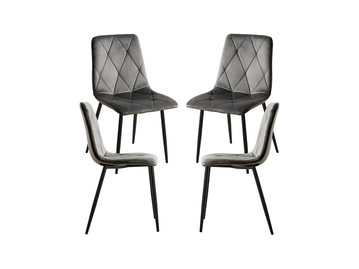 Packs Sillas Comedor - Pack 4 Sillas Lyke Terciopelo - Gris oscuro