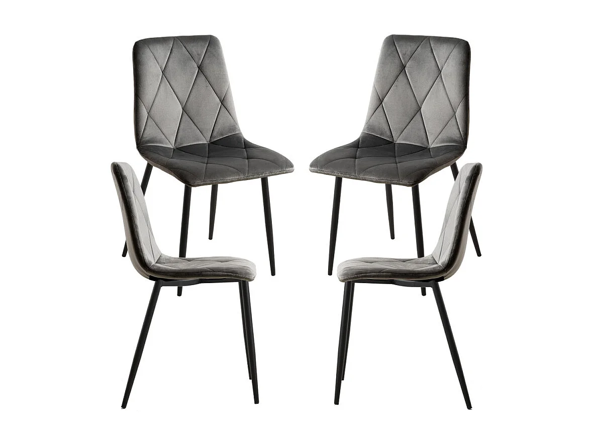 Packs Sillas Comedor - Pack 4 Sillas Lyke Terciopelo - Gris oscuro
