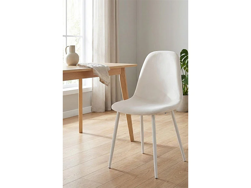 Sillas Comedor - Silla Teok White Terciopelo - Blanco