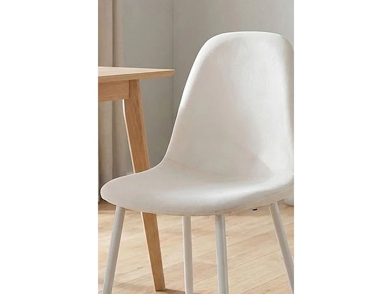 Sillas Comedor - Silla Teok White Terciopelo - Blanco