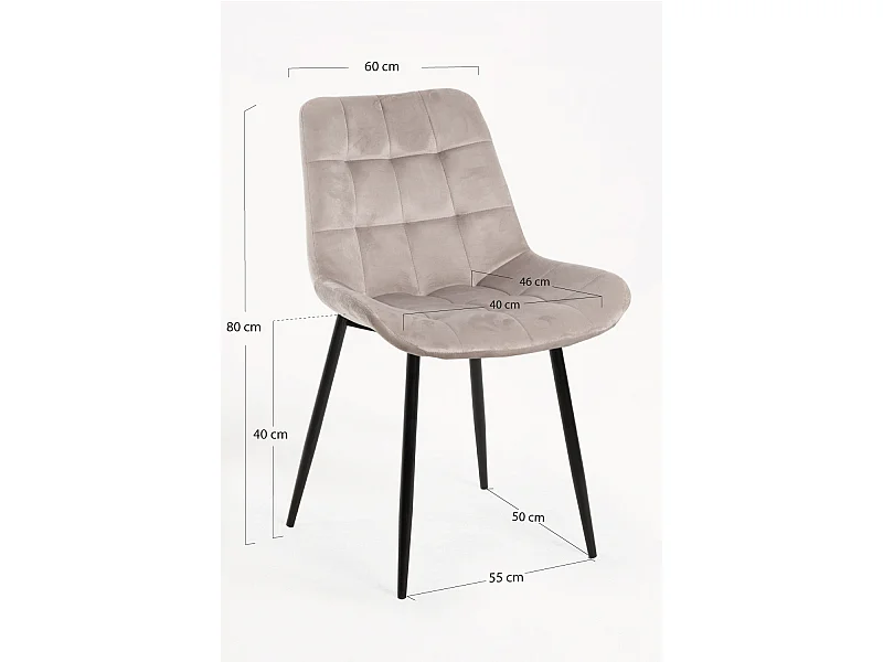 Sillas Comedor - Silla Teray Terciopelo - Gris claro