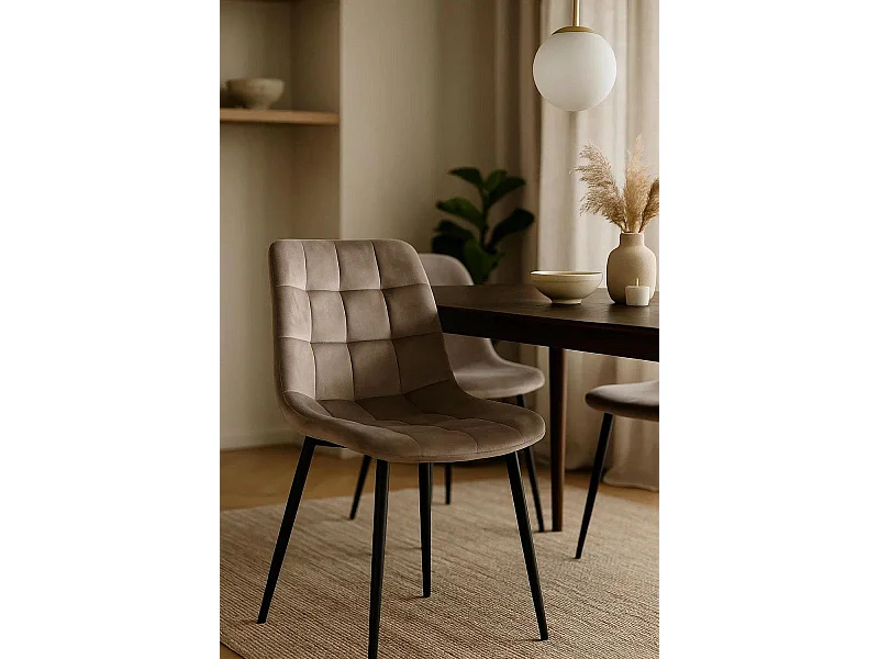 Sillas Comedor - Silla Teray Terciopelo - Gris claro