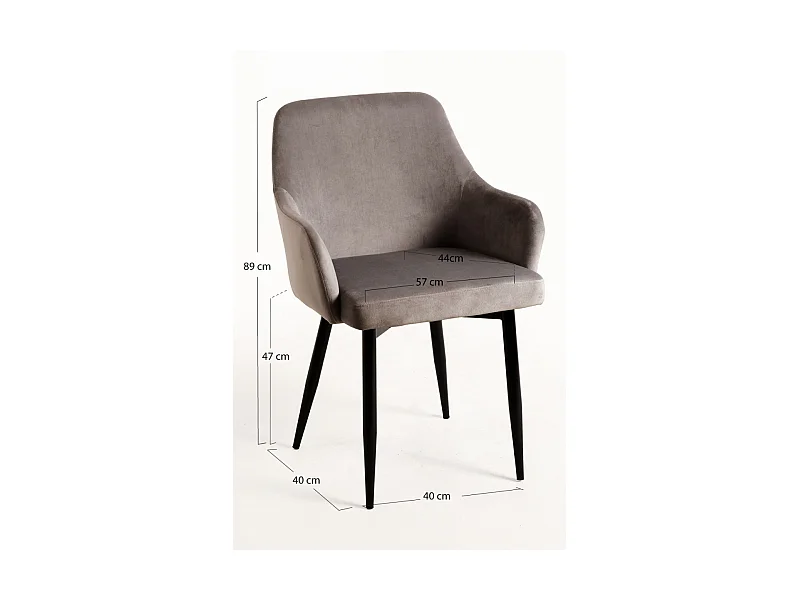 Packs Sillas Comedor - Pack 2 Sillas Puan Terciopelo - Gris oscuro