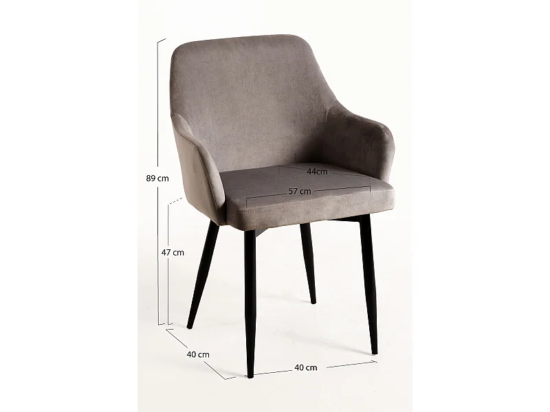 Packs Sillas Comedor - Pack 2 Sillas Puan Terciopelo - Gris oscuro