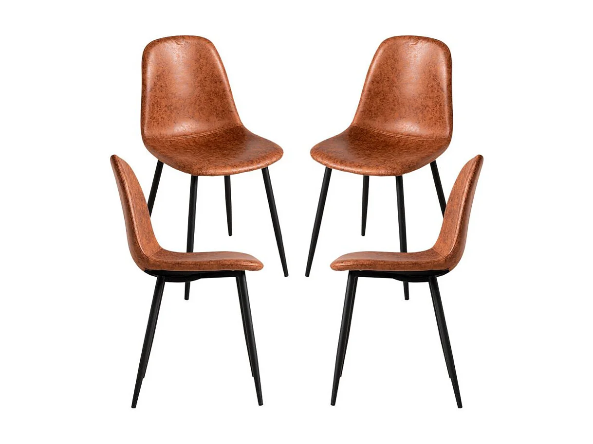 Packs Sillas Comedor - Pack 4 Sillas Black Teok Polipiel - Camel Vintage