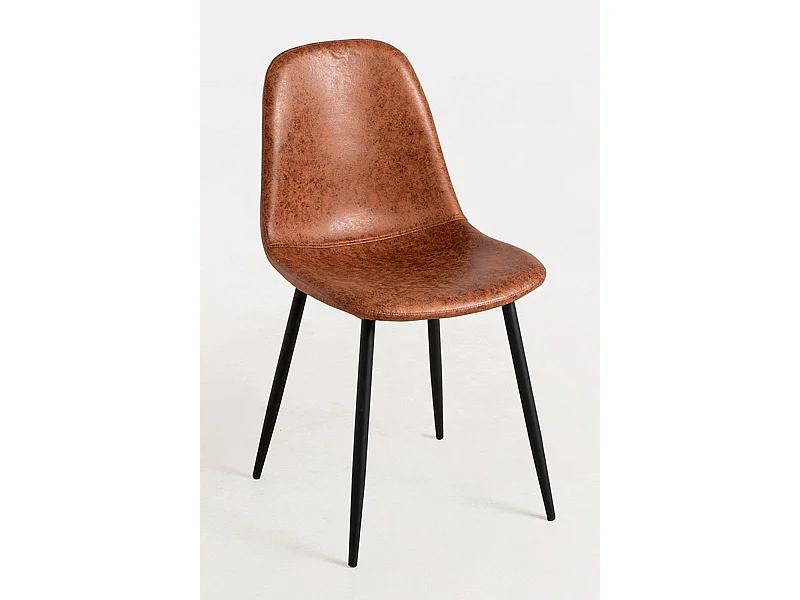 Packs Sillas Comedor - Pack 4 Sillas Black Teok Polipiel - Camel Vintage