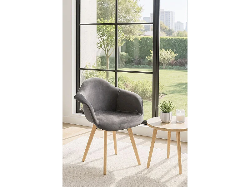 Sillas Comedor - Silla Belu Terciopelo - Gris oscuro