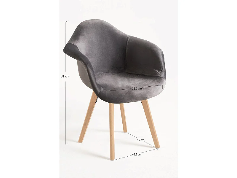 Sillas Comedor - Silla Belu Terciopelo - Gris oscuro