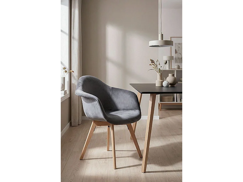 Sillas Comedor - Silla Belu Terciopelo - Gris oscuro