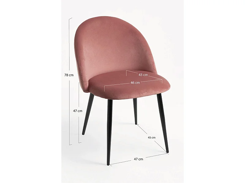 Sillas Comedor - Silla Black Vint Terciopelo - Rosa