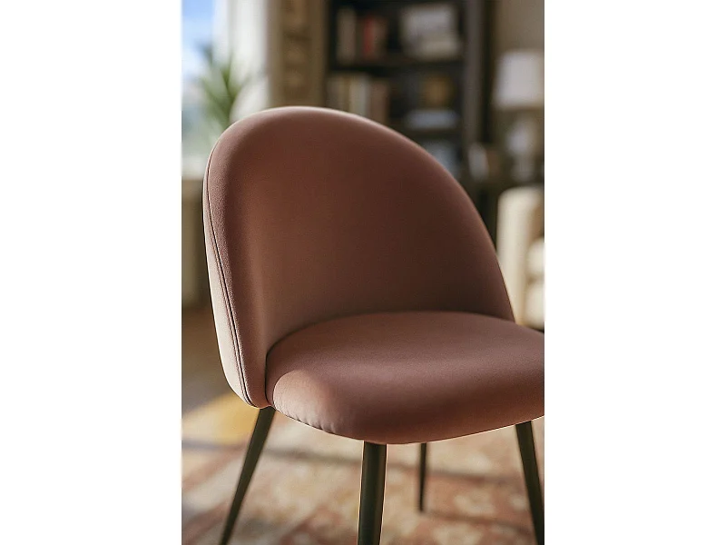Sillas Comedor - Silla Black Vint Terciopelo - Rosa