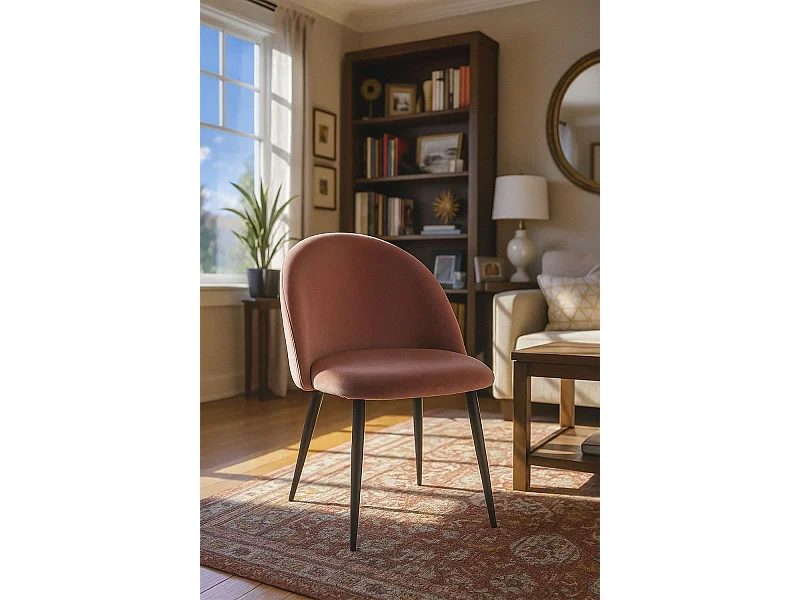 Sillas Comedor - Silla Black Vint Terciopelo - Rosa