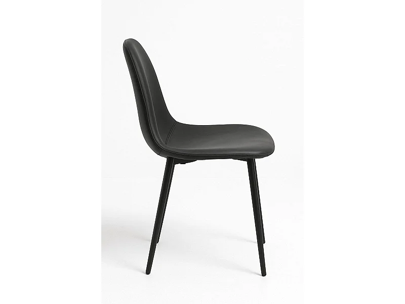 Sillas Comedor - Silla Black Teok Polipiel - Negro