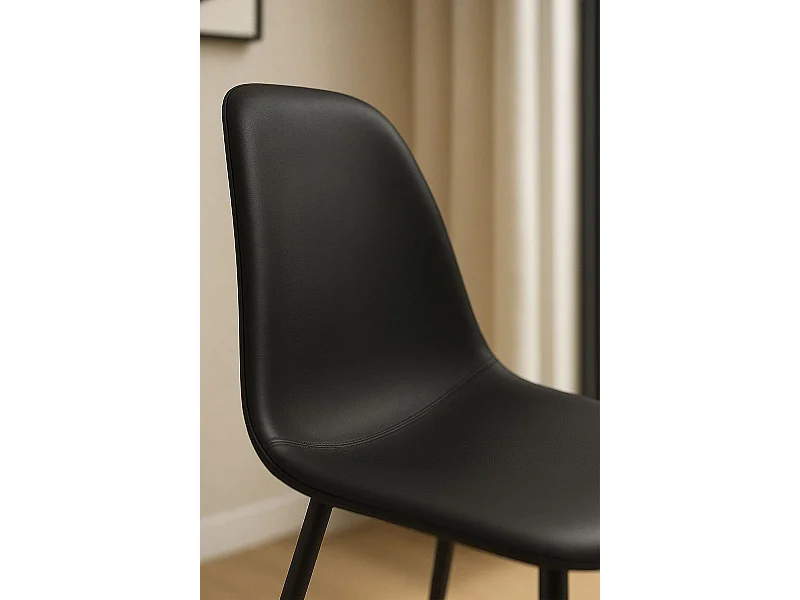 Sillas Comedor - Silla Black Teok Polipiel - Negro