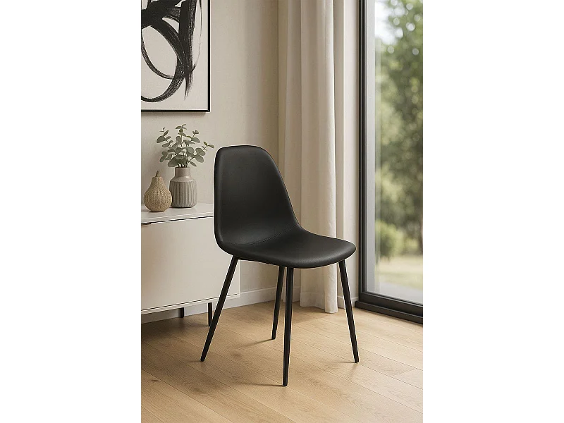 Sillas Comedor - Silla Black Teok Polipiel - Negro