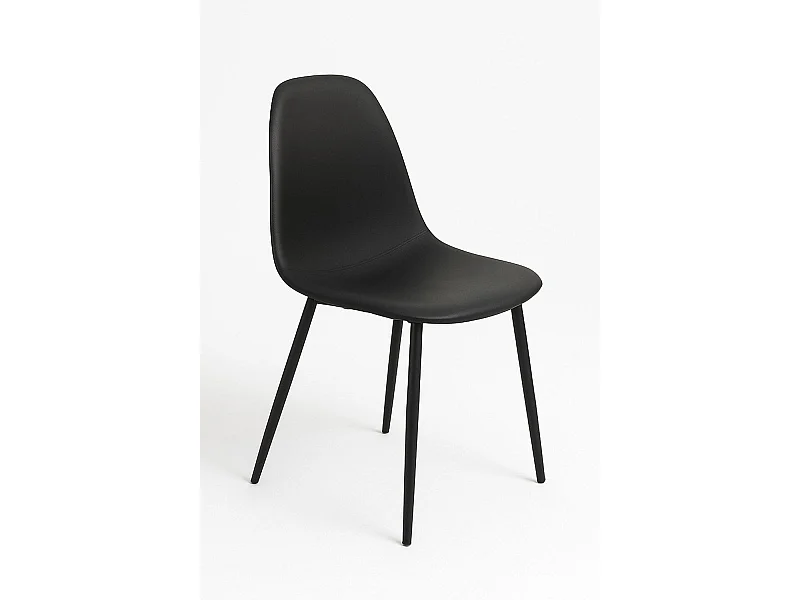 Sillas Comedor - Silla Black Teok Polipiel - Negro