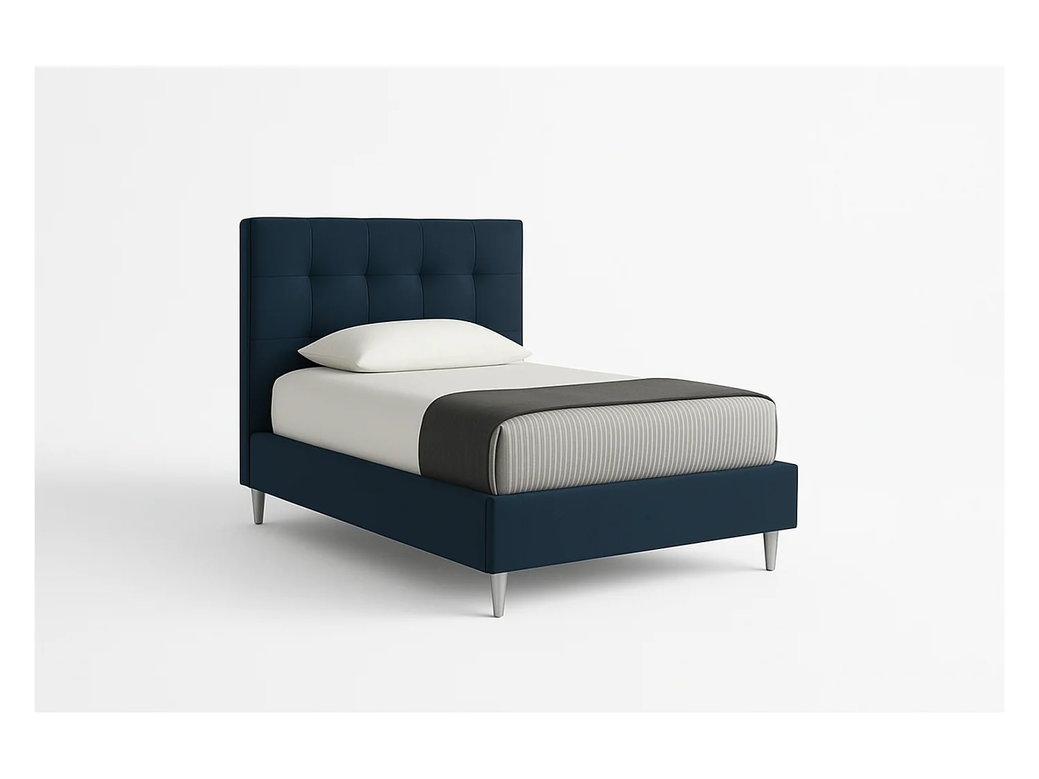 Nubea,  Letto a Una Piazza E Mezza Con Rete Rivestimento Vegan Leather Easy Clean Blu  (135cm X 225cm X 120cm)| Duzzle