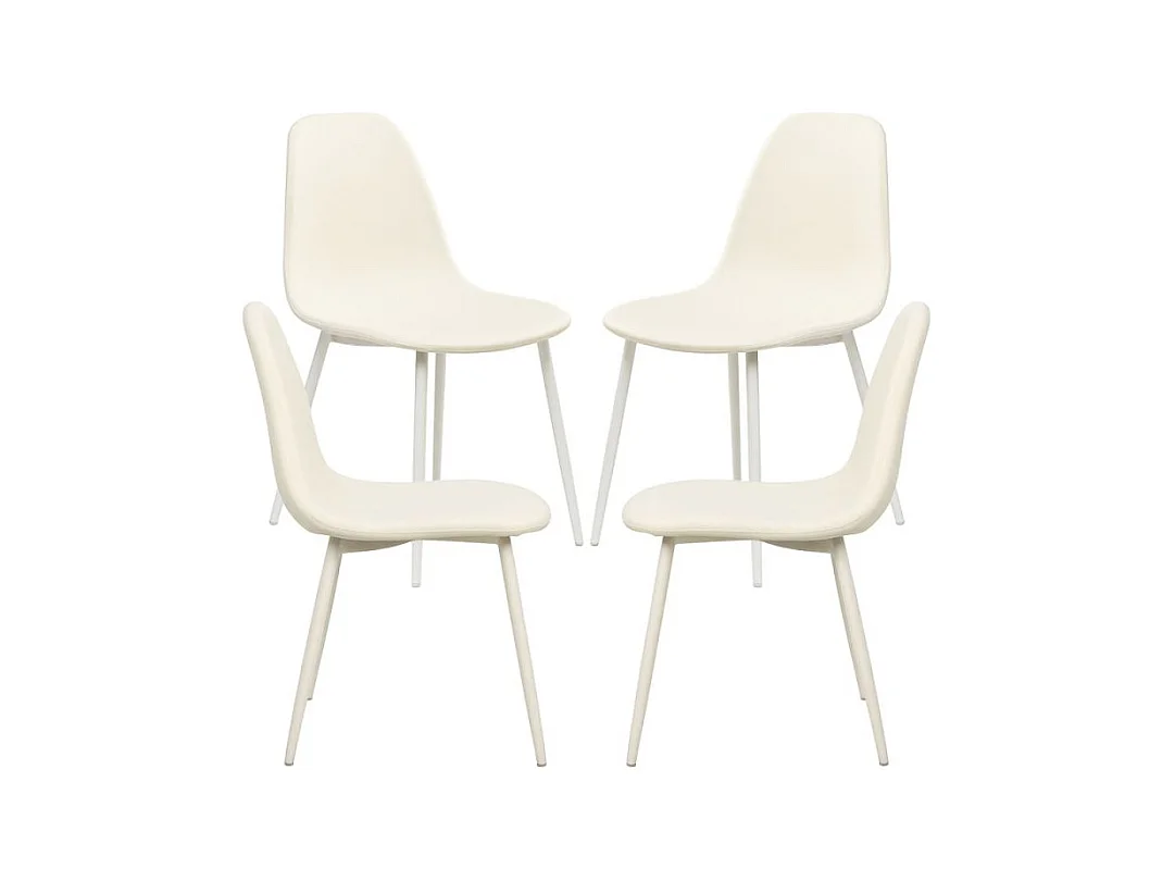 Packs Sillas Comedor - Pack 4 Sillas White Teok Tela - Blanco