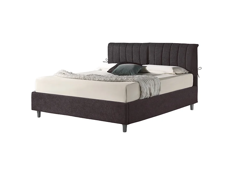 Dualia,  Letto Matrimoniale Con Rete Rivestimento Tessuto Idrorepellente Nero (175cm X 220cm X 120cm)| Duzzle