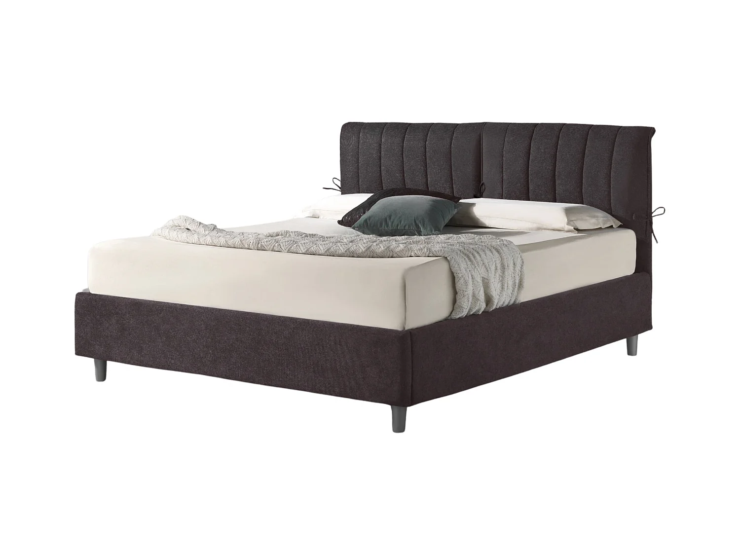 Dualia,  Letto Matrimoniale Con Rete Rivestimento Tessuto Idrorepellente Nero (175cm X 220cm X 120cm)| Duzzle