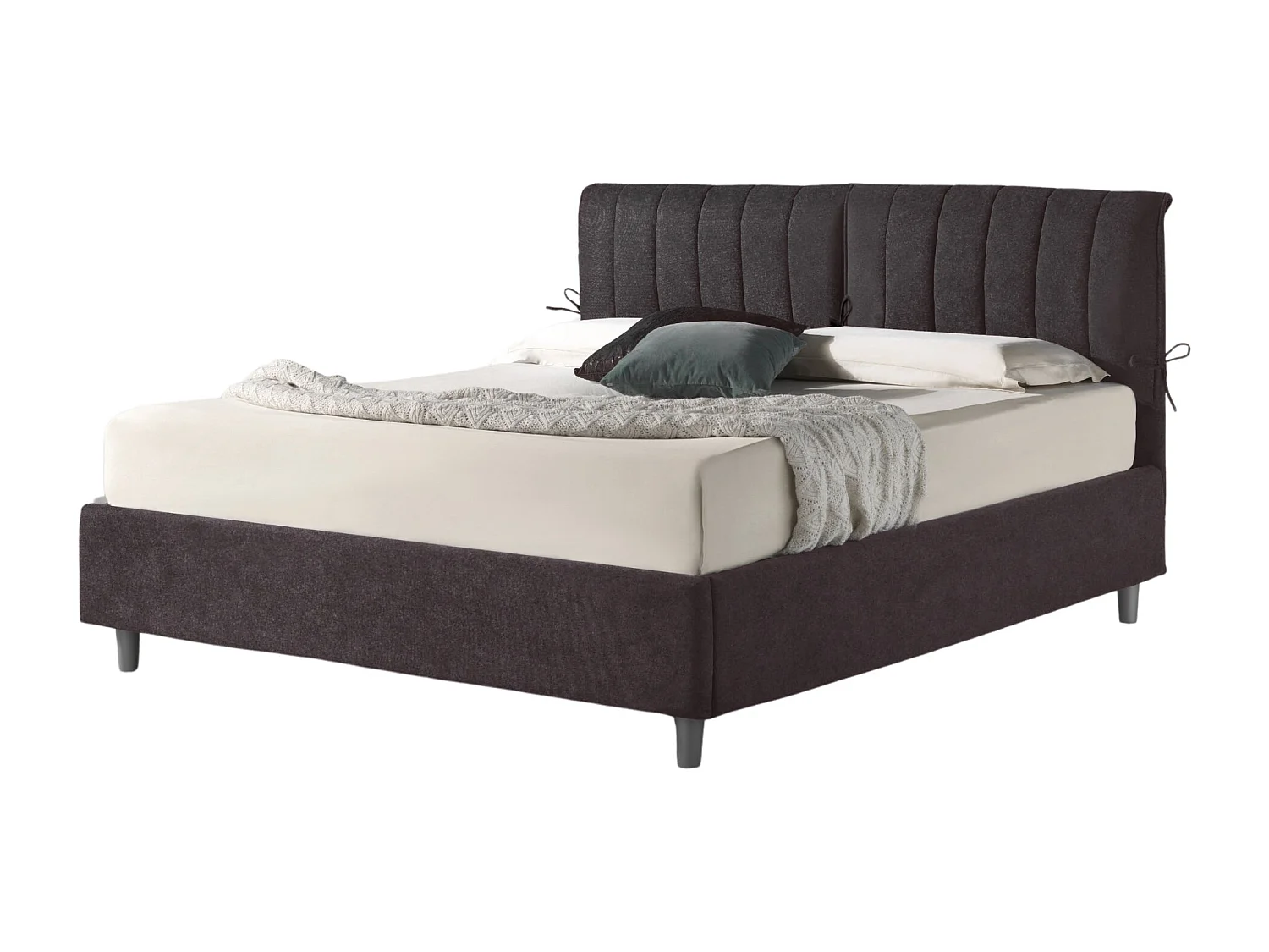 Dualia,  Letto Matrimoniale Con Rete Rivestimento Tessuto Idrorepellente Nero (175cm X 220cm X 120cm)| Duzzle