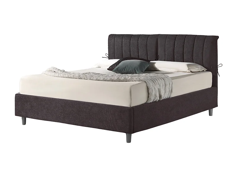 Dualia,  Letto Matrimoniale Con Rete Rivestimento Tessuto Idrorepellente Nero (175cm X 220cm X 120cm)