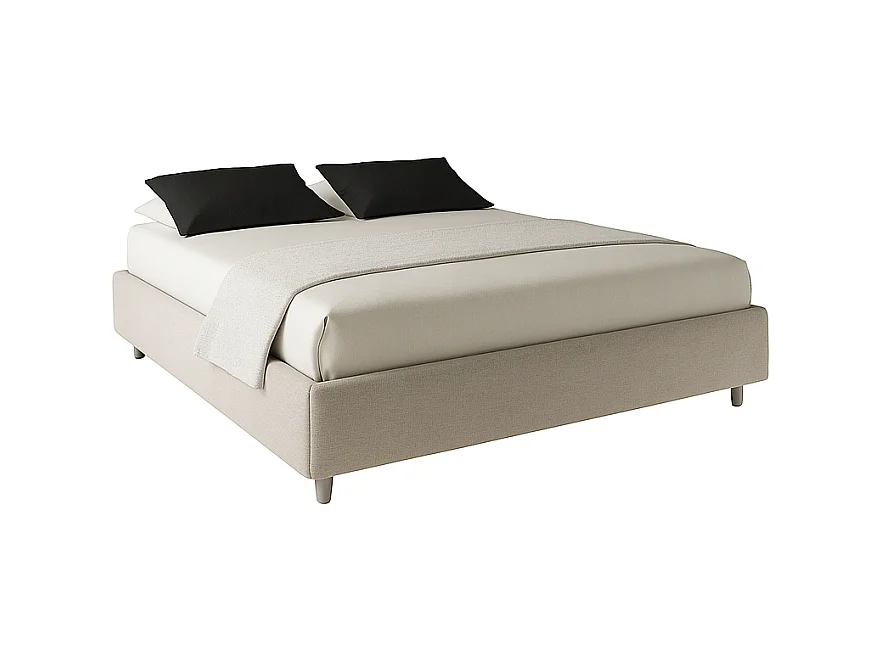 Lido,  Letto Matrimoniale Con Rete Rivestimento Tessuto Idrorepellente Beige (175cm X 220cm X 36cm)| Duzzle