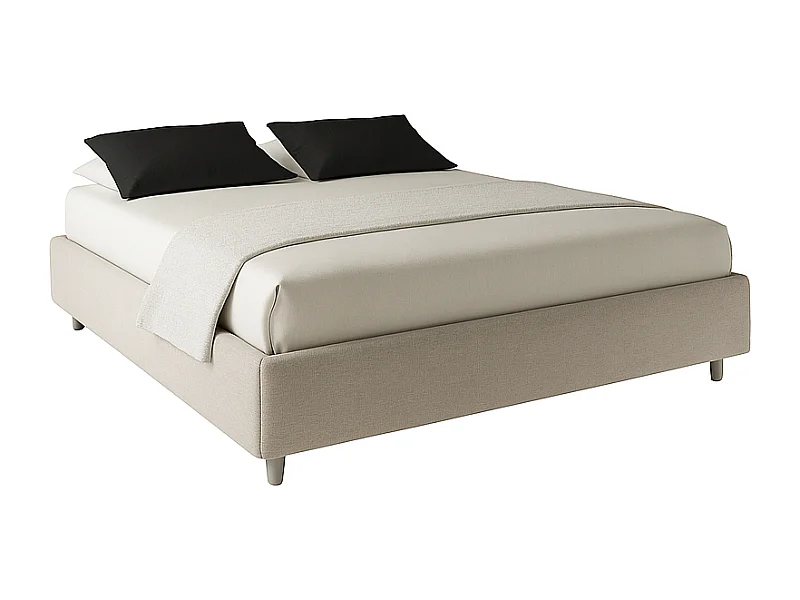 Lido,  Letto Matrimoniale Con Rete Rivestimento Tessuto Idrorepellente Beige (175cm X 220cm X 36cm)