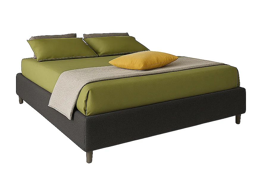 Lido,  Letto Matrimoniale Con Rete Rivestimento Tessuto Idrorepellente Nero (175cm X 220cm X 36cm)