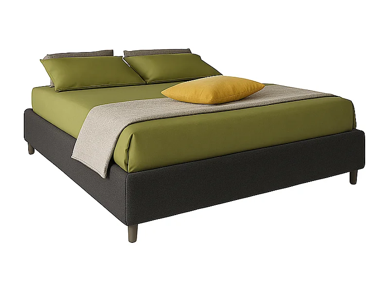 Lido,  Letto Matrimoniale Con Rete Rivestimento Tessuto Idrorepellente Nero (175cm X 220cm X 36cm)