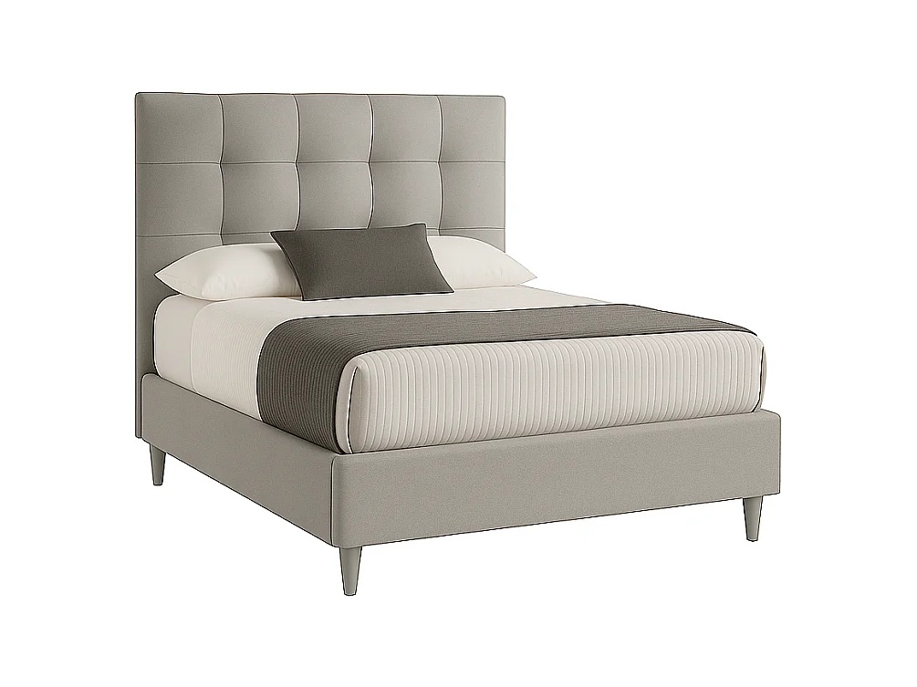 Nubea,  Letto a Una Piazza E Mezza Con Rete Rivestimento Velluto Idrorepellente Grigio Chiaro (135cm X 225cm X 120cm)| Duzzle