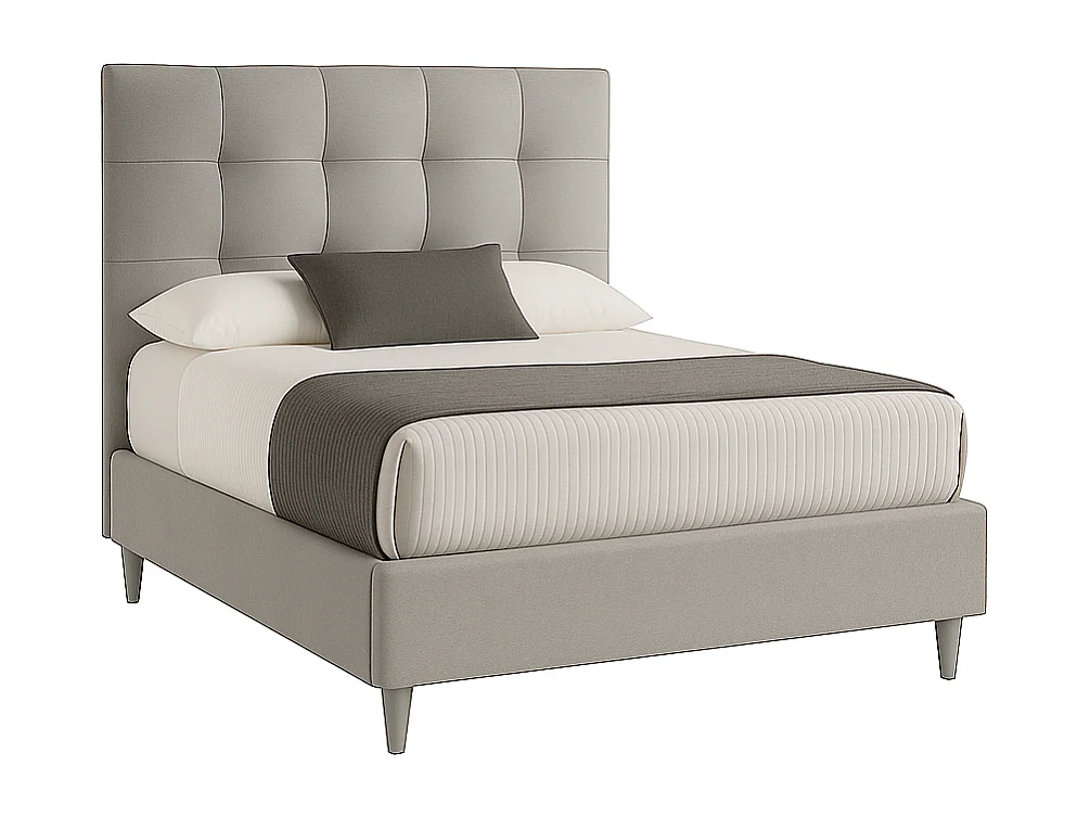 Nubea,  Letto a Una Piazza E Mezza Con Rete Rivestimento Velluto Idrorepellente Grigio Chiaro (135cm X 225cm X 120cm)| Duzzle