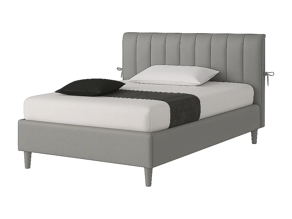 Dualia,  Letto a Una Piazza E Mezza Rivestimento Vegan Leather Easy Clean Grigio Chiaro  (135cm X 220cm X 120cm)| Duzzle
