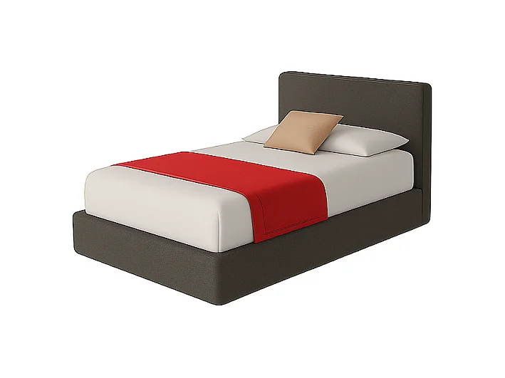 Altara,  Letto a Una Piazza E Mezza Con Rete Rivestimento Velluto Idrorepellente Grigio Scuro (135cm X 225cm X 110cm)| Duzzle