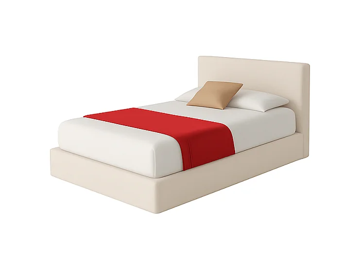 Altara,  Letto a Una Piazza E Mezza Con Rete Rivestimento Tessuto Soft Bianco (135cm X 225cm X 110cm)| Duzzle