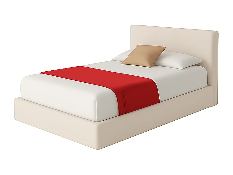 Altara,  Letto a Una Piazza E Mezza Con Rete Rivestimento Tessuto Soft Bianco (135cm X 225cm X 110cm)