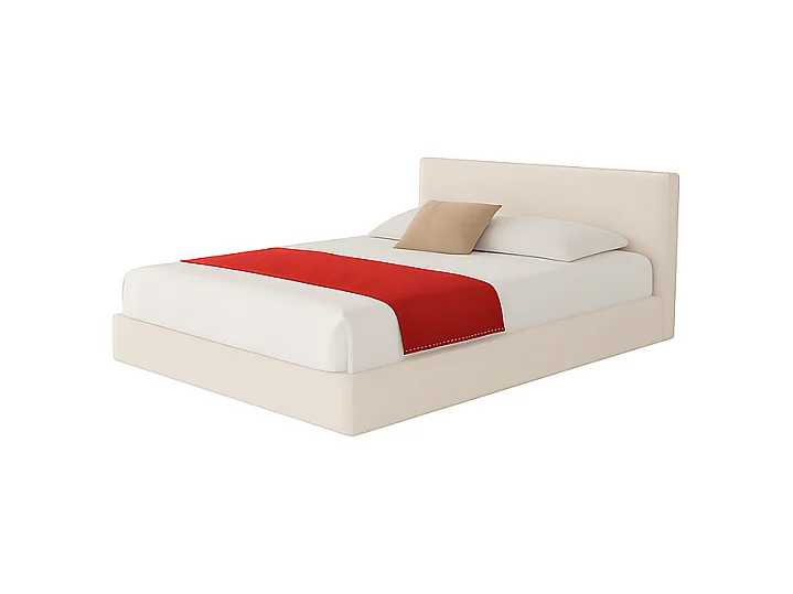 Altara,  Letto alla Francese Con Rete Rivestimento Tessuto Soft Bianco (155cm X 225cm X 110cm)| Duzzle