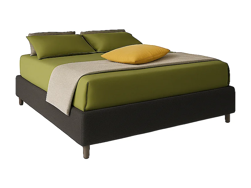 Lido,  Letto alla Francese Con Rete Rivestimento Tessuto Idrorepellente Nero (155cm X 220cm X 36cm)| Duzzle