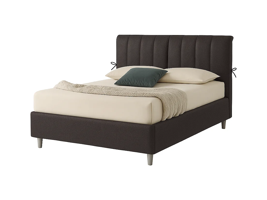 Dualia,  Letto alla Francese Rivestimento Tessuto Idrorepellente Nero (155cm X 220cm X 120cm)| Duzzle