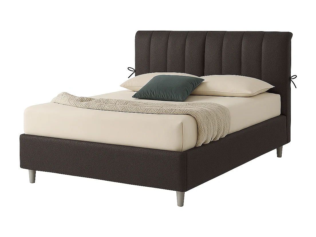 Dualia,  Letto alla Francese Rivestimento Tessuto Idrorepellente Nero (155cm X 220cm X 120cm)