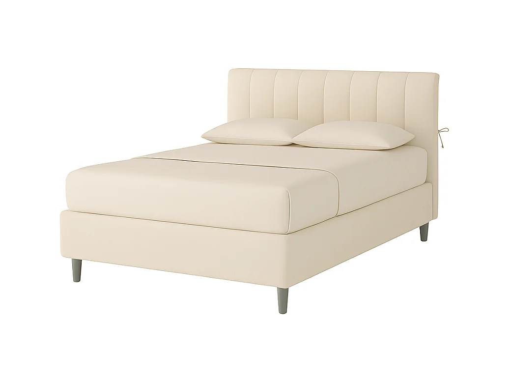 Dualia,  Letto alla Francese Rivestimento Tessuto Idrorepellente Beige (155cm X 220cm X 120cm)| Duzzle