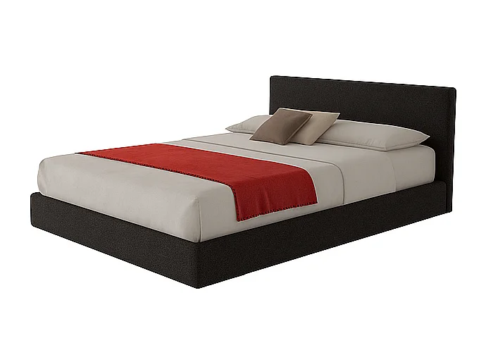 Altara,  Letto Matrimoniale Rivestimento Tessuto Soft Nero (175cm X 225cm X 110cm)