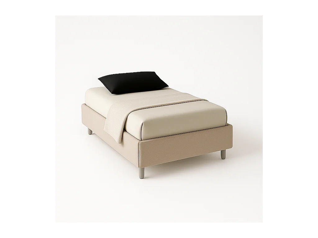 Lido,  Letto a Una Piazza E Mezza Con Rete Rivestimento Tessuto Idrorepellente Beige (135cm X 220cm X 36cm)| Duzzle