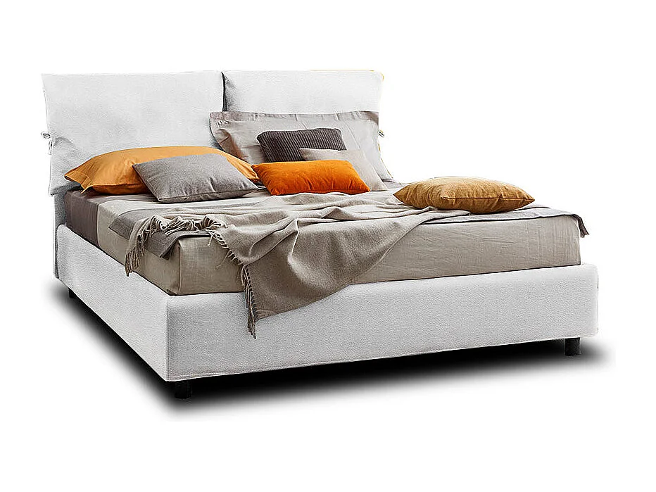 Noemi,  Letto Matrimoniale Noemi Rete Fissa Similpelle Bianco (170cm X 200cm X 108cm)