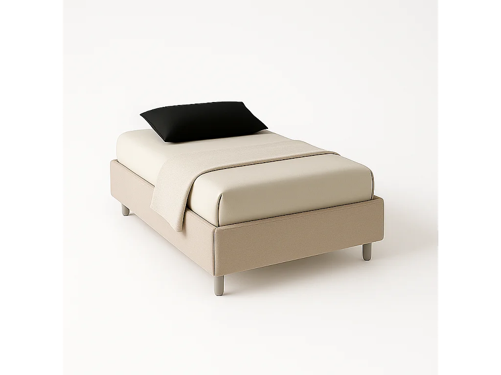 Lido,  Letto a Una Piazza E Mezza Rivestimento Tessuto Idrorepellente Beige (135cm X 220cm X 36cm)