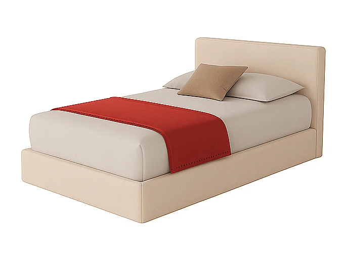 Altara,  Letto a Una Piazza E Mezza Rivestimento Velluto Idrorepellente Panna (135cm X 225cm X 110cm)