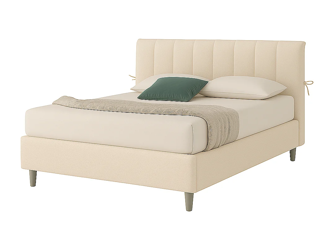 Dualia,  Letto Matrimoniale Con Rete Rivestimento Tessuto Idrorepellente Beige (175cm X 220cm X 120cm)