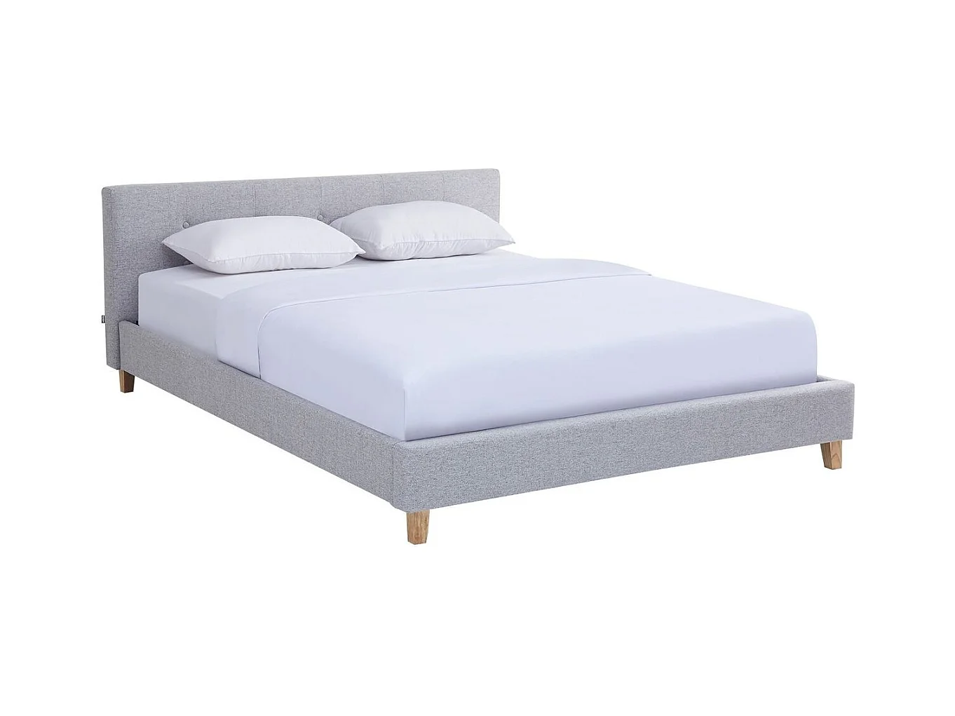 Ensemble Lit adulte 160x200cm avec tête de lit en tissu gris chiné - Milo + Matelas mémoire de forme - Dual Confort