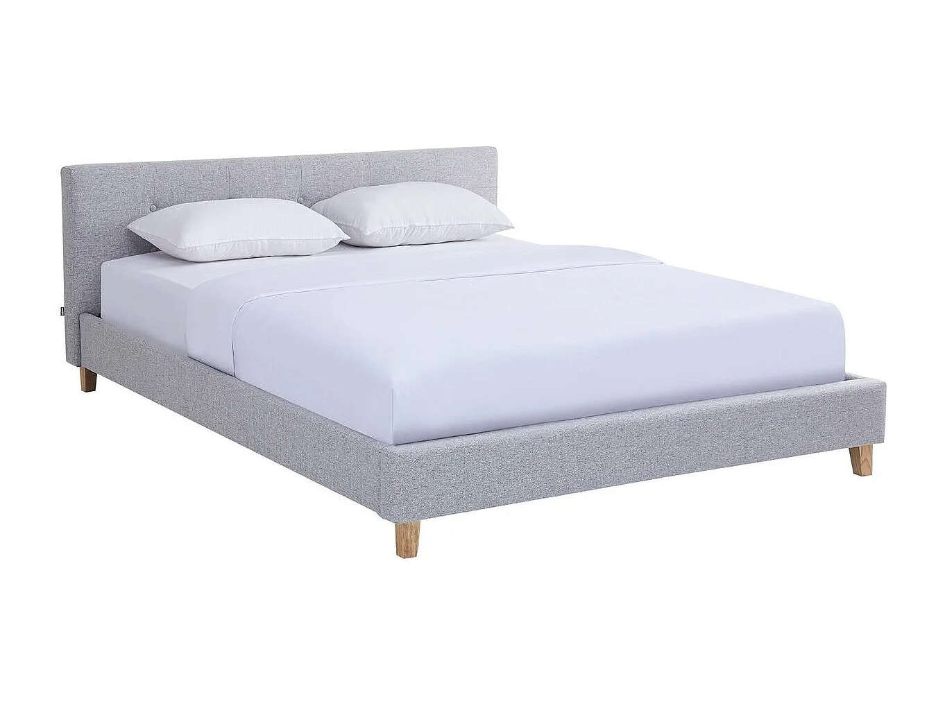 Ensemble Lit adulte 160x200cm avec tête de lit en tissu gris chiné - Milo + Matelas mémoire de forme - Dual Confort